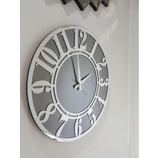 Ayna Denizi Silver Latin Smoked Model Gümüş Füme Renk 50 Cm Dekoratif Aynalı Duvar Saati