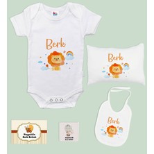 Bk Kids Kişiye Özel Isimli 5 Parça Beyaz Bebek Body Zıbın Yastık Hediye Seti, Yeni Doğan Bebek Giyim Hediyesi-7