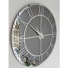 Ayna Denizi Silver Smoked Model Gümüş Füme Renk 50 Cm Dekoratif Aynalı Duvar Saati