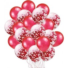 Kidspartim Kırmızı Konfetili Balon Seti 20 Adet