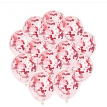 Kidspartim Kırmızı Konfetili Balon Seti 10 Adet