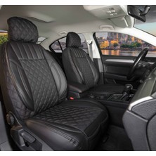 
nissan Note Yeni Lüx Yarı Deri Oto Koltuk Kılıfı Ön Arka Takım Istanbul Serisi Tam Siyah