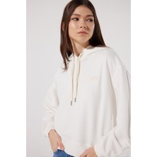Lee Loose Fit Rahat Kesim Kapüşonlu Yaka Ekru Sweatshirt