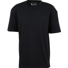 The Crow Bisiklet Yaka Baskılı Lacivert Erkek T-Shirt TC9011 Basıc Cepli