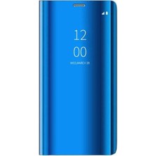 Huawei A Shopping Huawei Honor 10 Lite Flip Standlı Deri Aynalı Kapaklı Kılıf Mavi