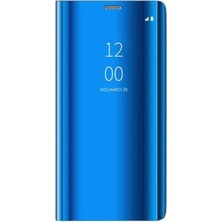 Huawei A Shopping Huawei P30 Lite Flip Standlı Deri Aynalı Kapaklı Kılıf Mavi