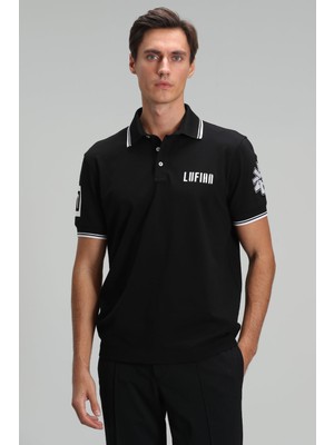 Lufian Dandy Spor Polo Erkek Tişört Siyah