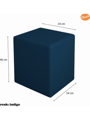 Modilayn Kare Puf Tabure Ahsap Iskeletli Kumas Tabure