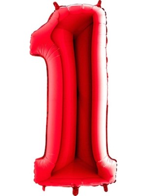 Kidspartim 1 Rakam Kırmızı Folyo Balon 40 Inç 100 cm
