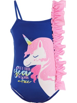 Denokids Fırfırlı Unicorn Kız Çocuk Mayo