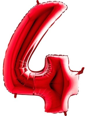 Kidspartim 4 Rakam Kırmızı Folyo Balon 40 Inç 100 cm