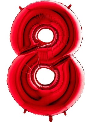 Kidspartim 8 Rakam Kırmızı Folyo Balon 40 Inç 100 cm