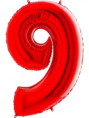 Kidspartim 9 Rakam Kırmızı Folyo Balon 40 Inç 100 cm