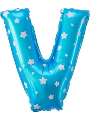 Kidspartim V Harf Mavi Folyo Balon 16 Inç 40 cm