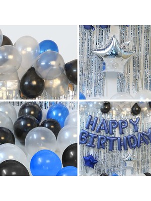 Bkmc Mavi Happy Birthday Folyo Balon Doğum Günü Parti Süslemeler Parti Balonları,