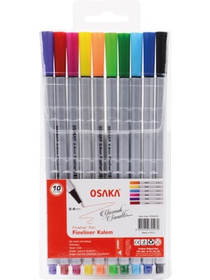 Osaka Fineliner Pen Renkli Keçeli Kalem Set 0.4 mm 10'lu