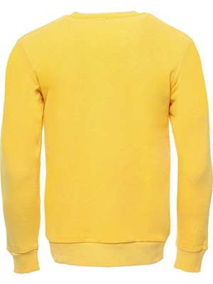 Wessi Sarı Desensiz Bisiklet Yaka Sweatshirt