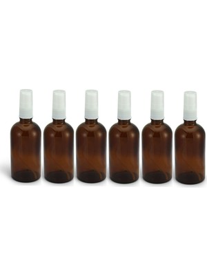 Paradise Amber Cam Şişe 100 ml Beyaz Sprey Başlıklı 6 Adet