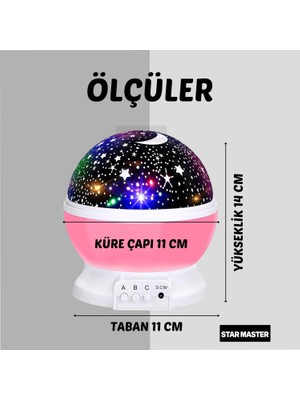 Star Master Dönen Projeksiyon Işıklı LED Yıldızlar Gece Lambası