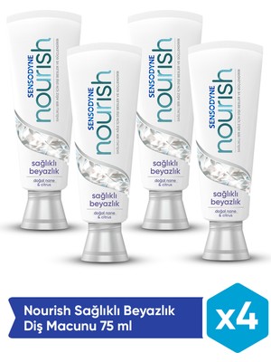 Sensodyne Nourish Sağlıklı Beyazlık Diş Macunu 75 ml x4 – Hassas Dişler İçin Nazik ve Etkili Beyazlatıcı Bakım