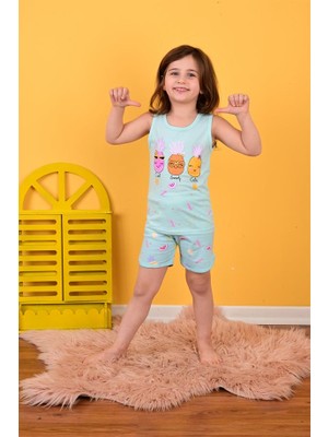 Vitmo Kız Çocuk Asklı Pijama Takımı Cool Sweety Mint