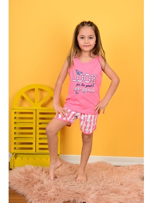 Vitmo Kız Çocuk Askılı Pijama Takımı Look See Good Pembe