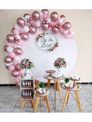 Eğlence Marketi Krom Pembe Pastel Balonlar Balon Zinciri