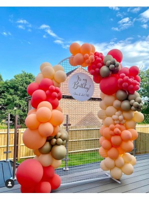 Eğlence Marketi Krom Gold Pastel Somon Ten Rengi ve Kırmızı Balon Zinciri 100 Adet