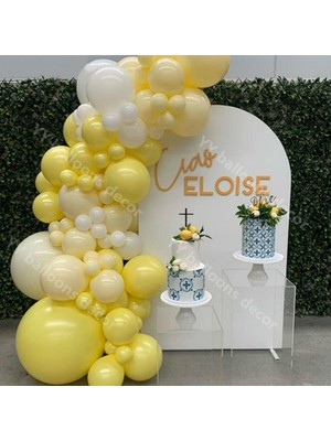 Eğlence Marketi Pastel Sarı Makaron Sarı ve Beyaz Balon Zinciri 100 Adet