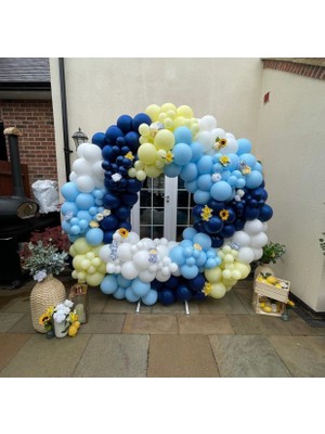 Eğlence Marketi Makaron Mavi Gece Mavisi Beyaz ve Vanilya Balon Zinciri 100 Adet