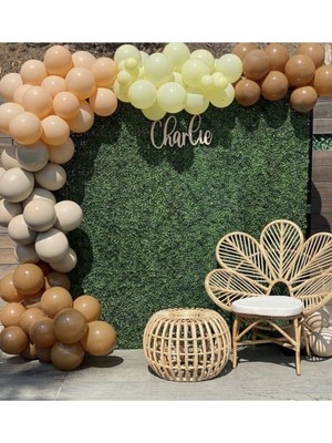 Eğlence Marketi Pastel Sarı Karamel Gri ve Somon Balon Zinciri 100 Adet