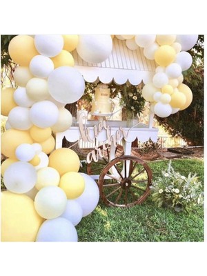 Eğlence Marketi 100 Adet Sarı Beyaz Soft Balon Zinciri