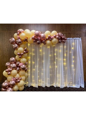 Eğlence Marketi Krom Pembe ve Ten Rengi Balon Zinciri 100 Adet