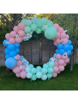 Eğlence Marketi Makaron Pembe Mavi Mint Yeşili Balon Zinciri 100 Adet