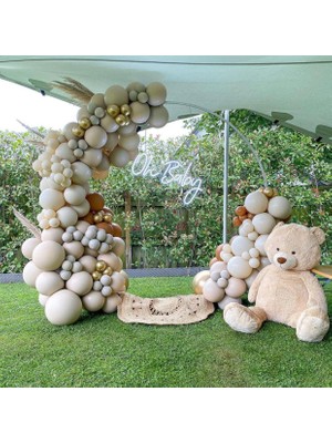 Eğlence Marketi Krom Gold Pastel Deniz Kumu Taş ve Duman Balon Zinciri 100 Adet