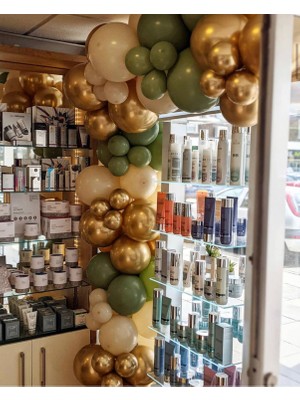 Eğlence Marketi Krom Gold Küf Yeşili ve Ten Rengi Balon Zinciri 100 Adet