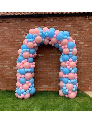 Eğlence Marketi Cinsiyet Partisi Balon Zinciri Makaron Pembe ve Makaron Mavi 100 Adet