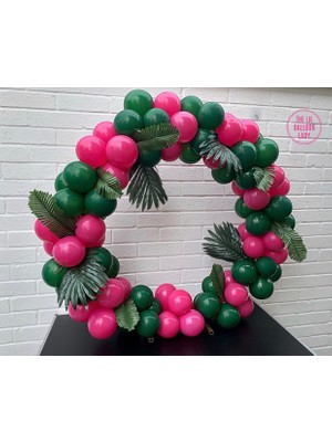 Eğlence Marketi Pastel Koyu Yeşil ve Fuşya Balon Zinciri 100 Adet