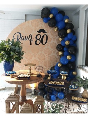 Eğlence Marketi Koyu Mavi Siyah Krom Gold Balon Zinciri