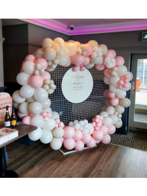 Eğlence Marketi Makaron Pembe ve Duman Rengi Balon Zinciri 100 Adet