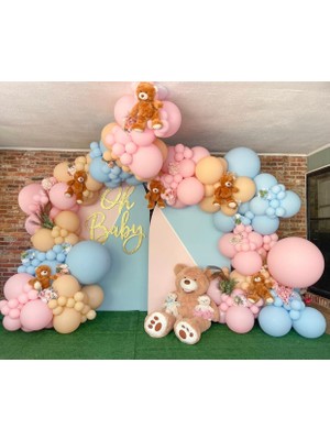 Eğlence Marketi Pastel Makaron Pembe Mavi ve Somon Balon Zinciri 100 Adet