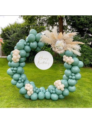 Eğlence Marketi Kış Yeşili ve Somon Balon Zinciri 100 Adet