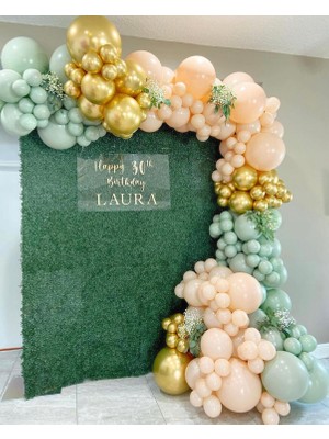 Eğlence Marketi Krom Gold Küf Yeşili Somon Balon Zinciri 100 Adet