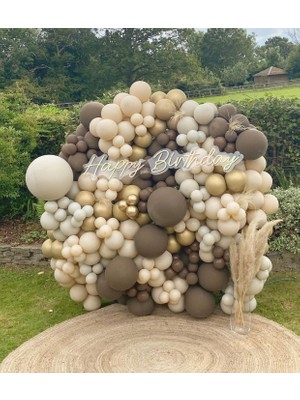 Eğlence Marketi Krom Gold Kahverengi ve Sütlü Kahve Balon Zinciri 100 Adet