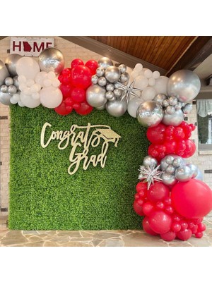 Eğlence Marketi Krom Gümüş Metalik Kırmızı Pastel Beyaz Balon Zinciri 100 Adet
