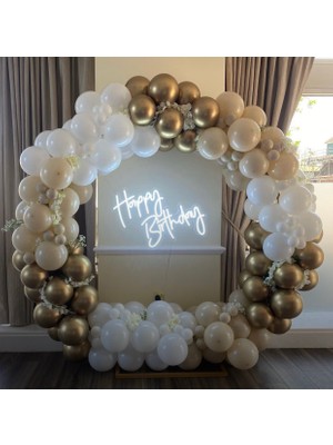 Eğlence Marketi Krom Gold Sütlü Kahve ve Beyaz Balon Zinciri 100 Adet