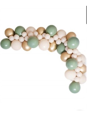 Eğlence Marketi Krom Gold Somon ve Küf Yeşili Balon Zinciri 100 Adet