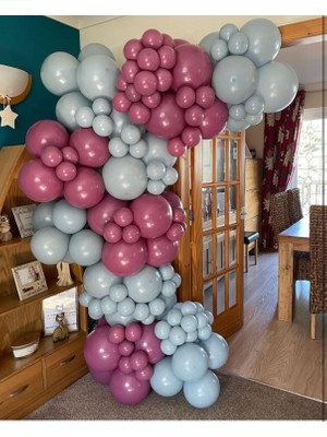 Eğlence Marketi Pastel Yaban Çileği ve Fırtına Mavisi Balon Zinciri 100 Adet