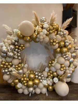 Eğlence Marketi Krom Gold Krom Gümüş ve Deniz Kumu Balon Zinciri 100 Adet