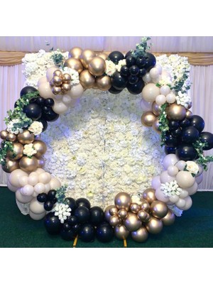 Eğlence Marketi Krom Gold Gece Mavisi ve Beyaz Balon Zinciri 100 Adet
